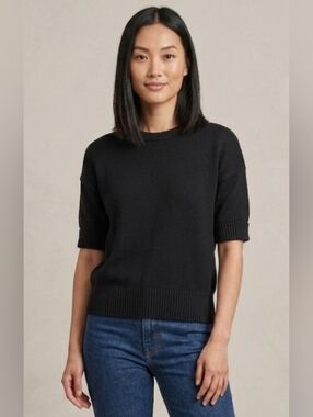 5 For $25✨️Variations Vintage Cotton Black Short Sleeve Crew Neck Knit Top Small